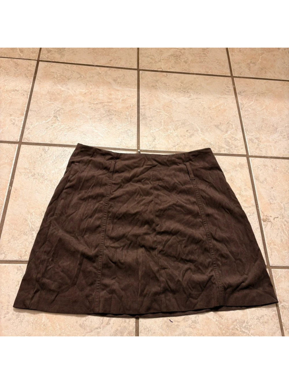 Brown Velvet Saude Type Mini Skirt with Zipper